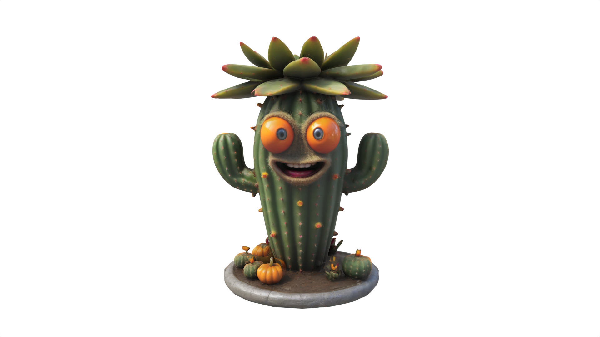 Cartoon cactus 3D print model_4