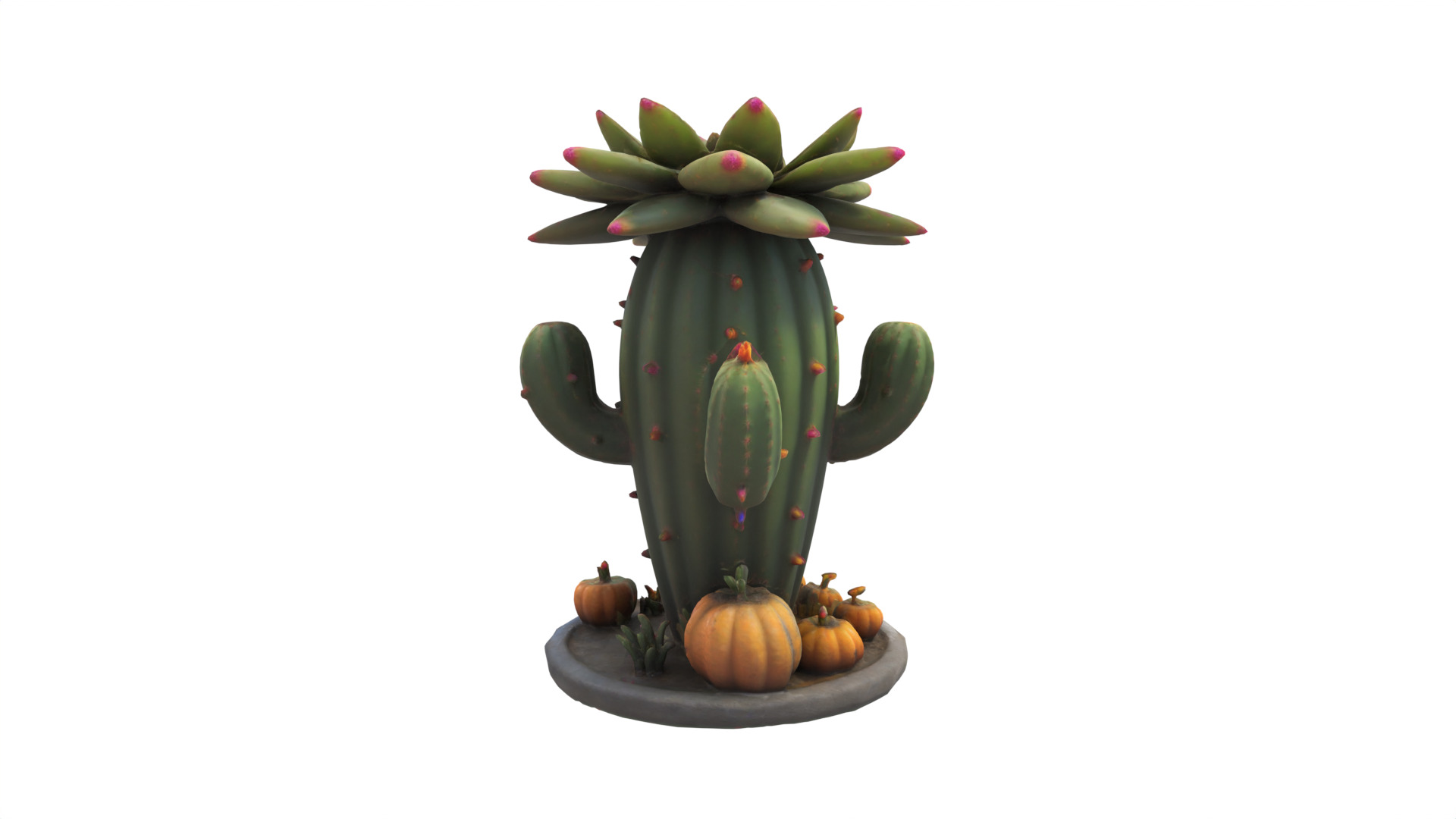 Cartoon cactus 3D print model_5