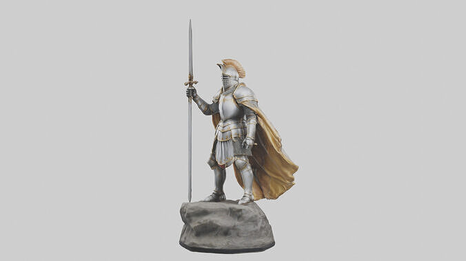 Knight of Glory Statue model Low-poly 3D model