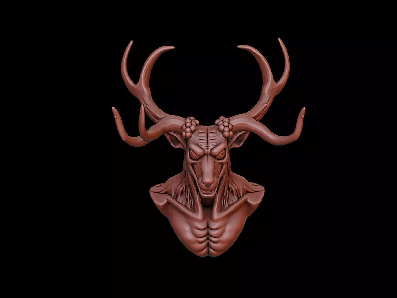 Wendigo Beast Bust 3D print model