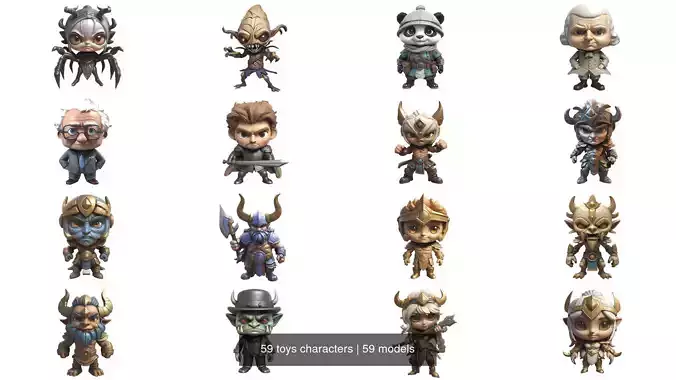 toys characters 59 items 3D Model Collection