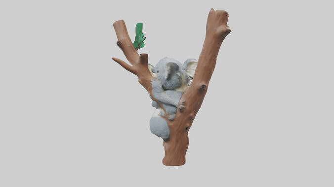 Koala hugging a tree model Low-poly 3D model
