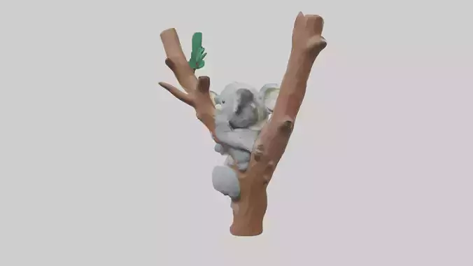 Koala hugging a tree model Low-poly 3D model