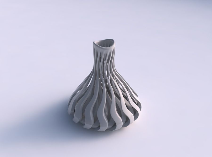 Vase curved with sharp muscle structure streched top