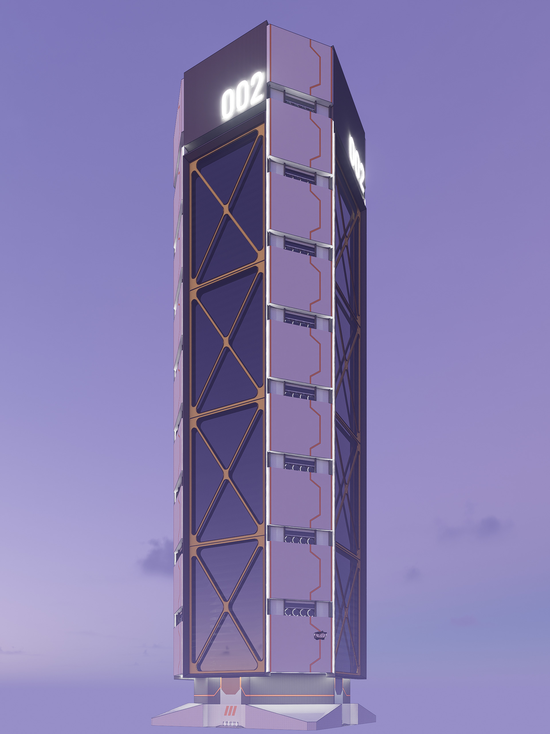 Sci-fi Mega Block 002 v2 3D model_1