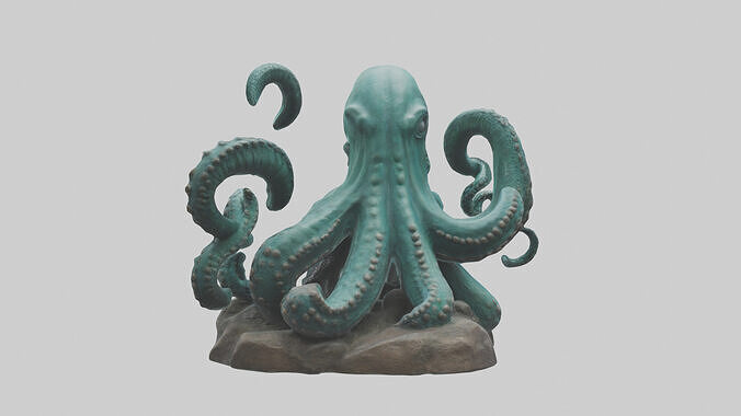 Kraken statue model Low-poly 3D model