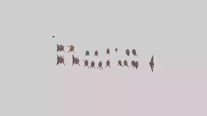 Krill swimming in swarm model Low-poly 3D model