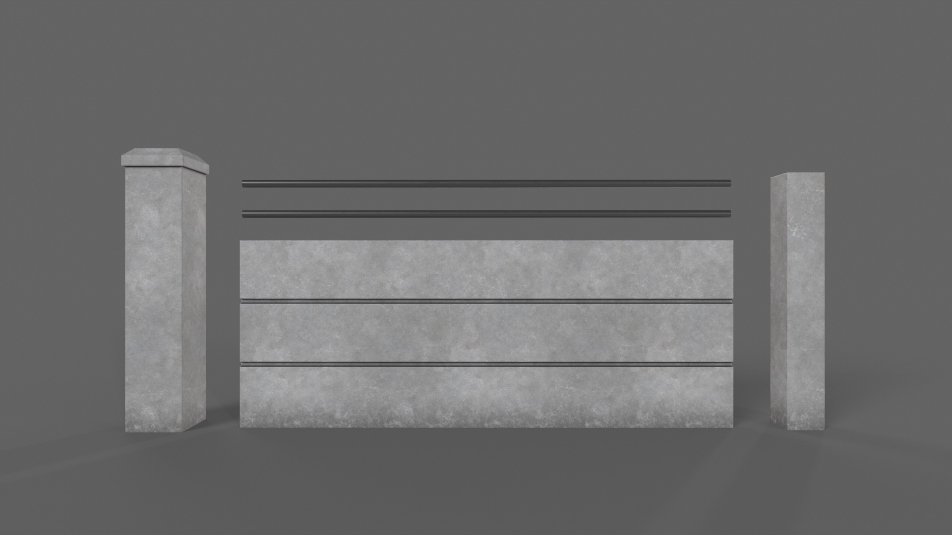 PBR Concrete Wall 4 Low-poly 3D model_9