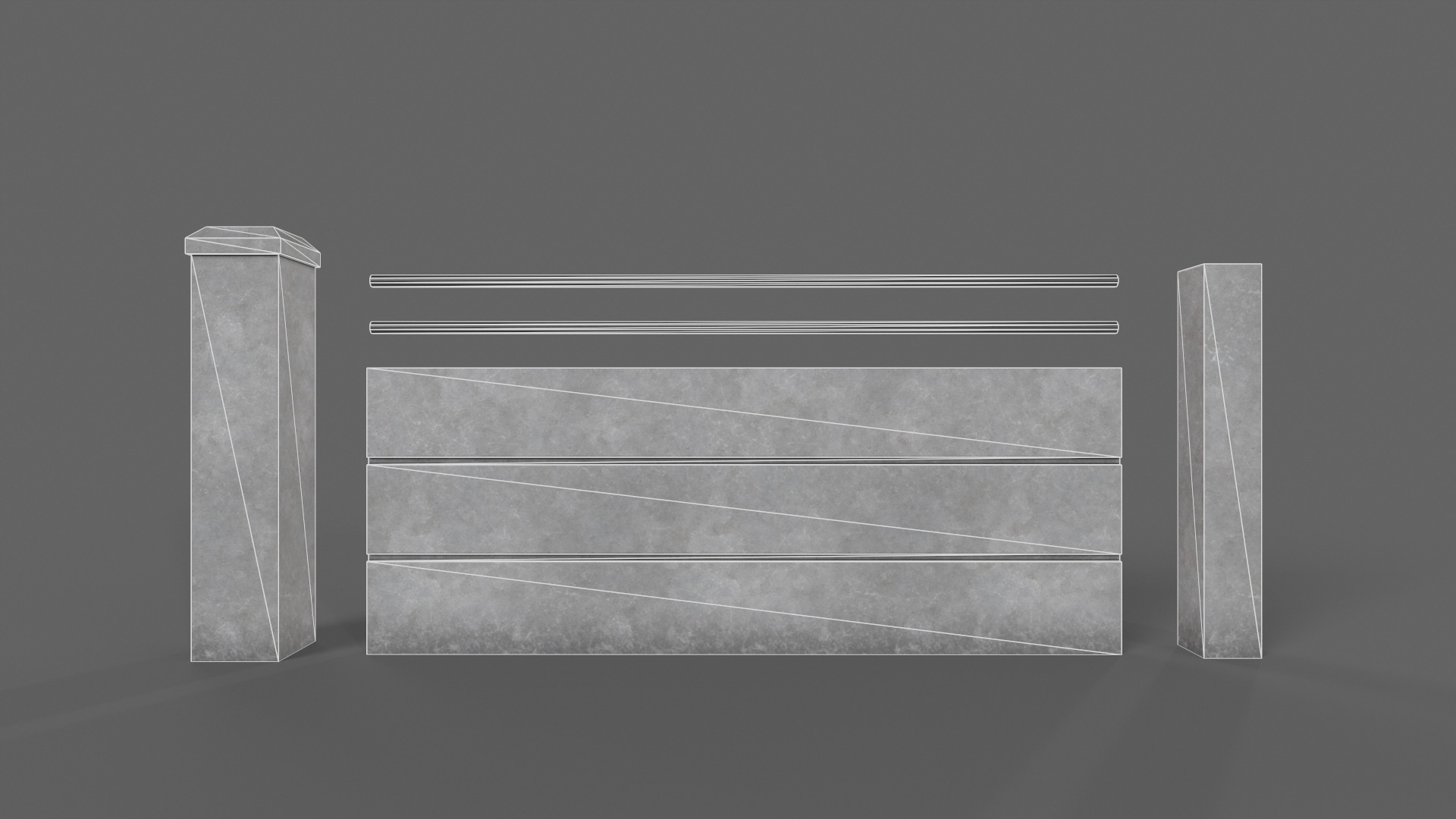 PBR Concrete Wall 4 Low-poly 3D model_10