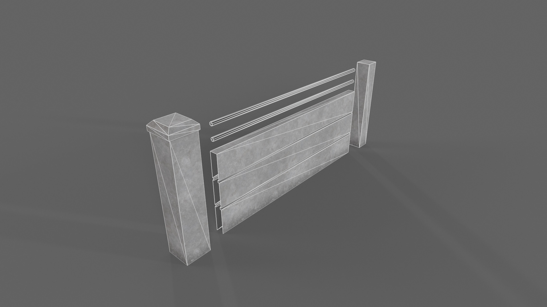PBR Concrete Wall 4 Low-poly 3D model_12