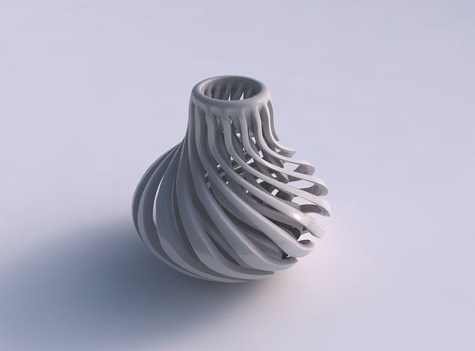 Vase curved with sharp muscle structure twisted and squeezed