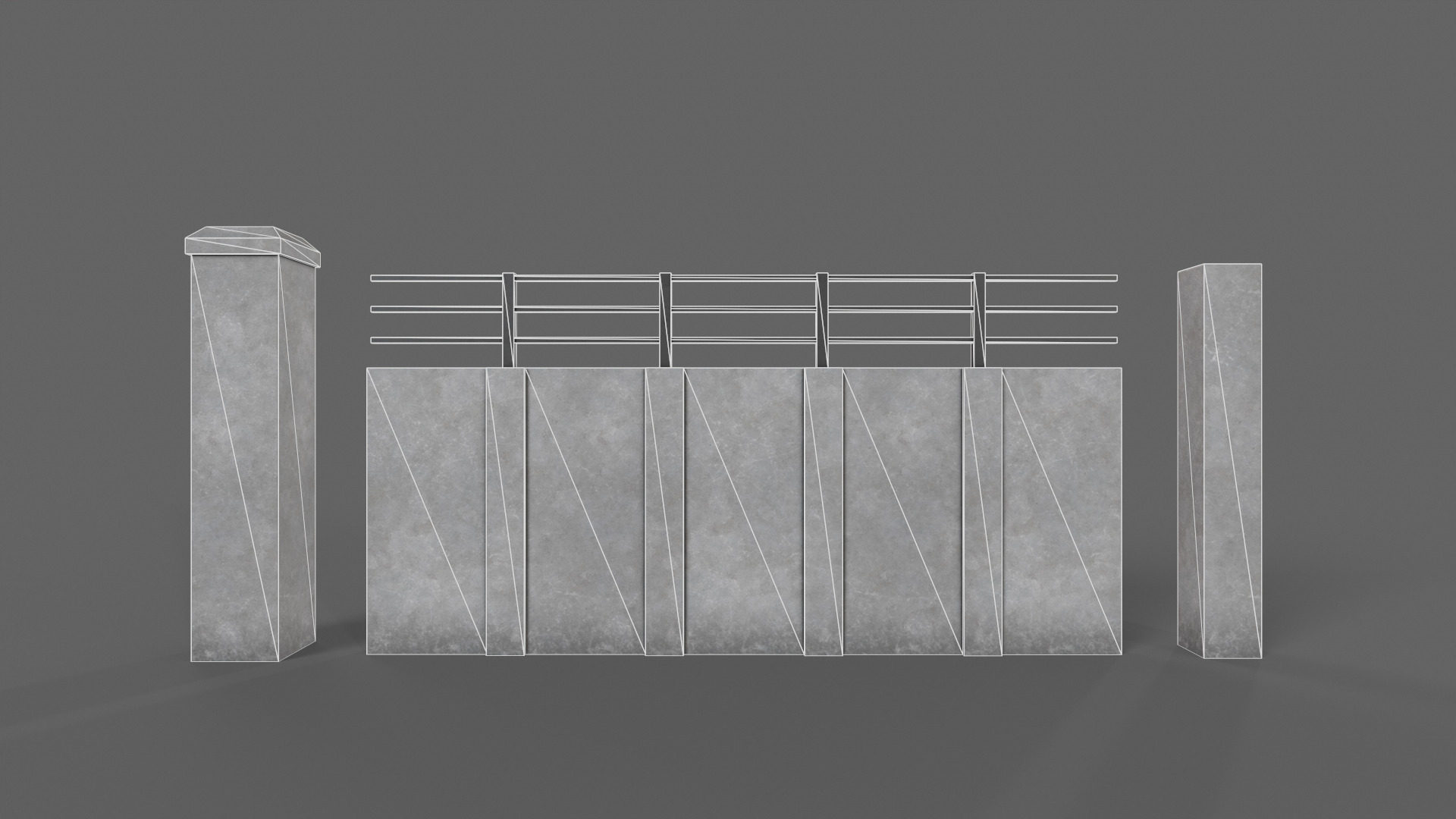 PBR Concrete Wall 5 Low-poly 3D model_10