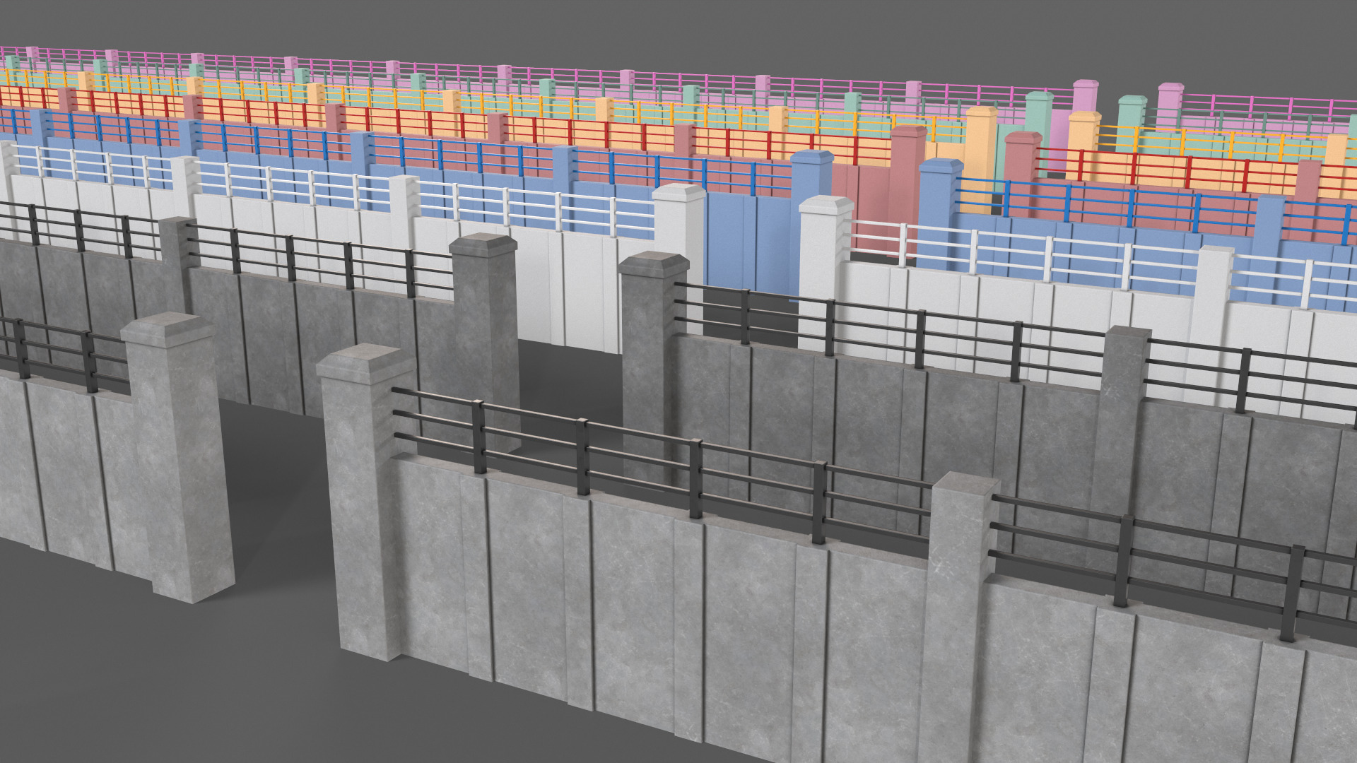 PBR Concrete Wall 5 Low-poly 3D model_5