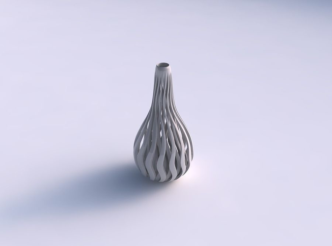 Vase curved with sharp muscle structure long neck