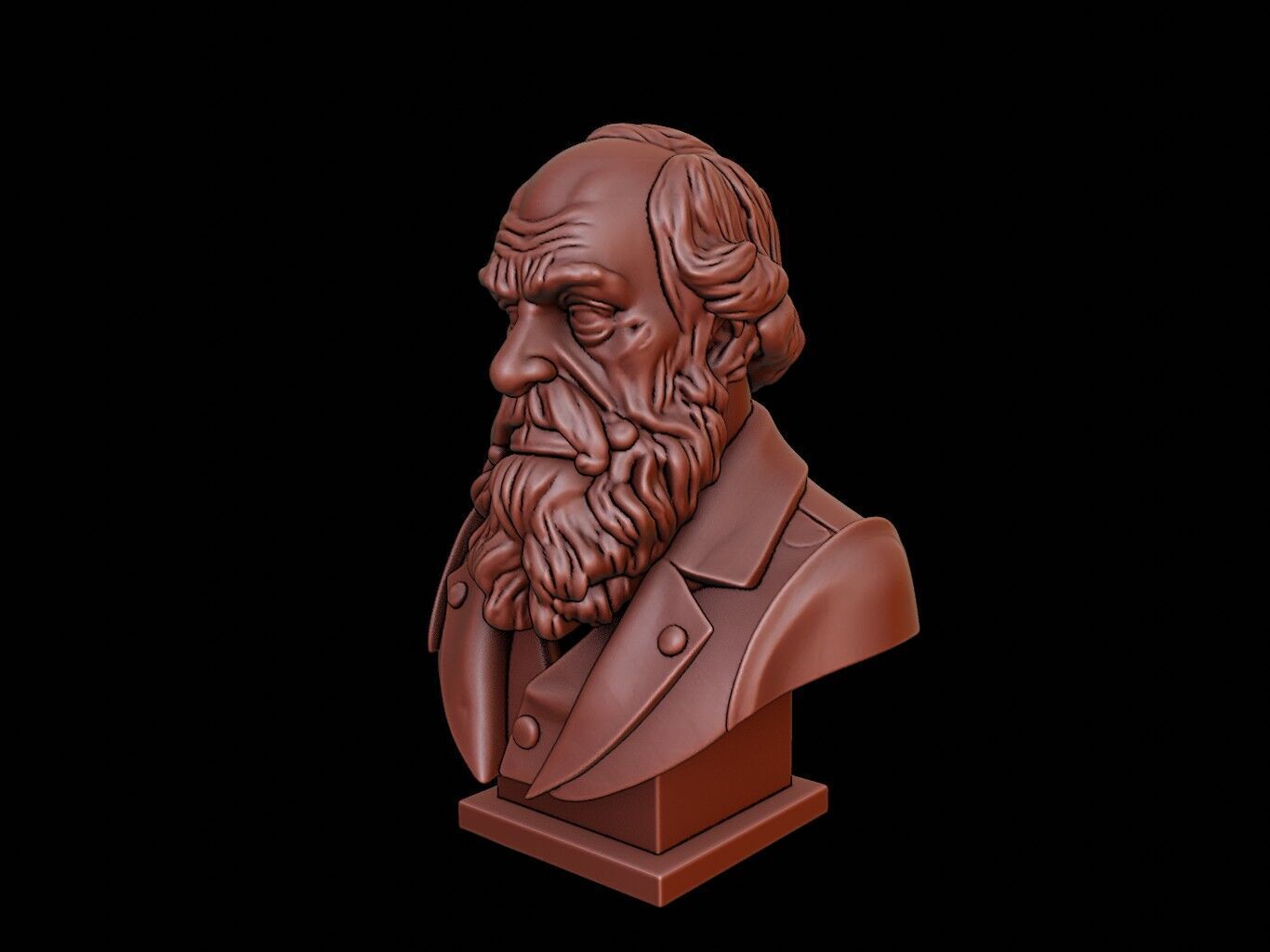 Charles Darwin Bust 3D print model_1