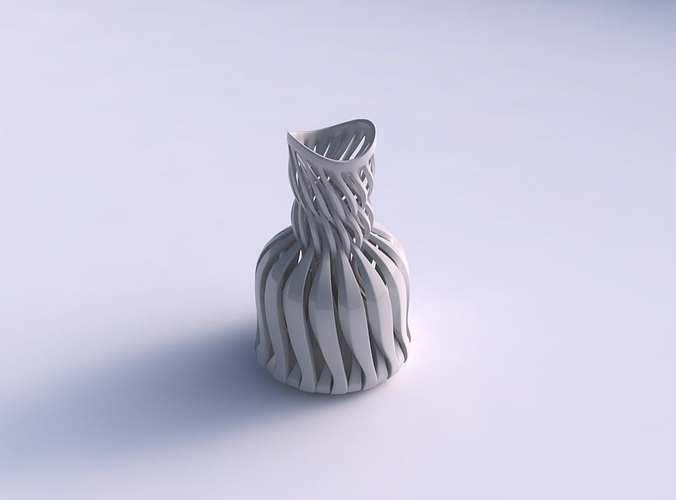 Vase curved twisted with sharp muscle structure and intertwin... 3D print model