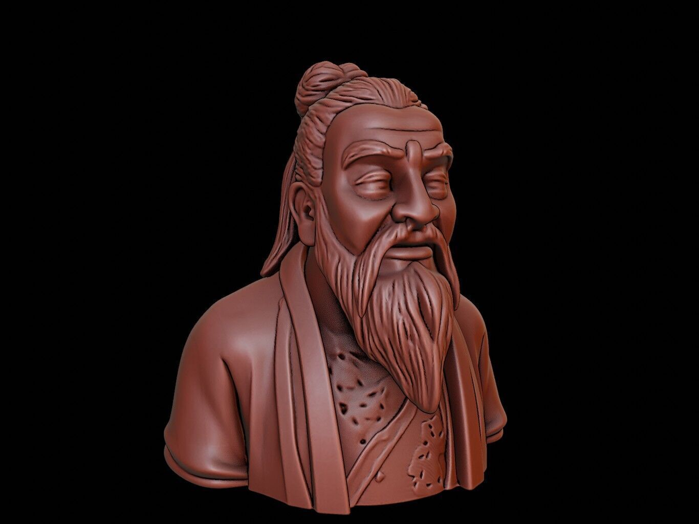 Confucius Bust 3D print model_2