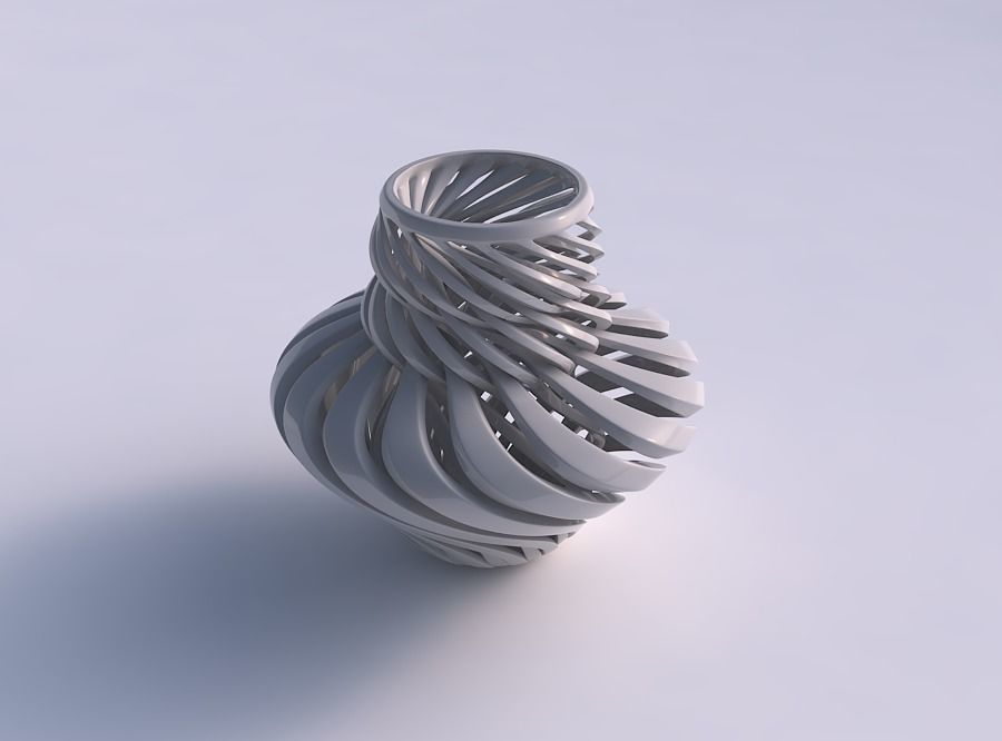 Vase curved twisted with sharp muscle structure and intertwin... 3D print model_0