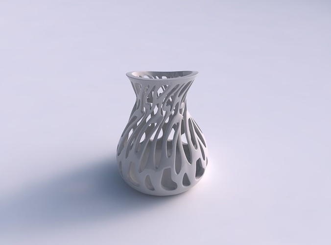 Vase curved wide with smooth cuts eccentric