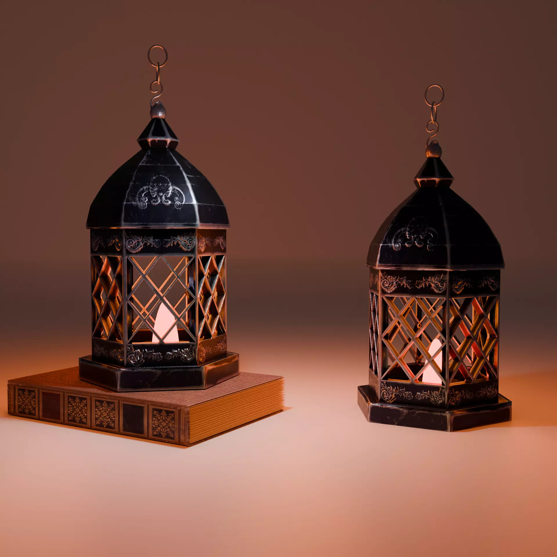 Low Poly Old Medieval Lantern Low-poly 3D model_0