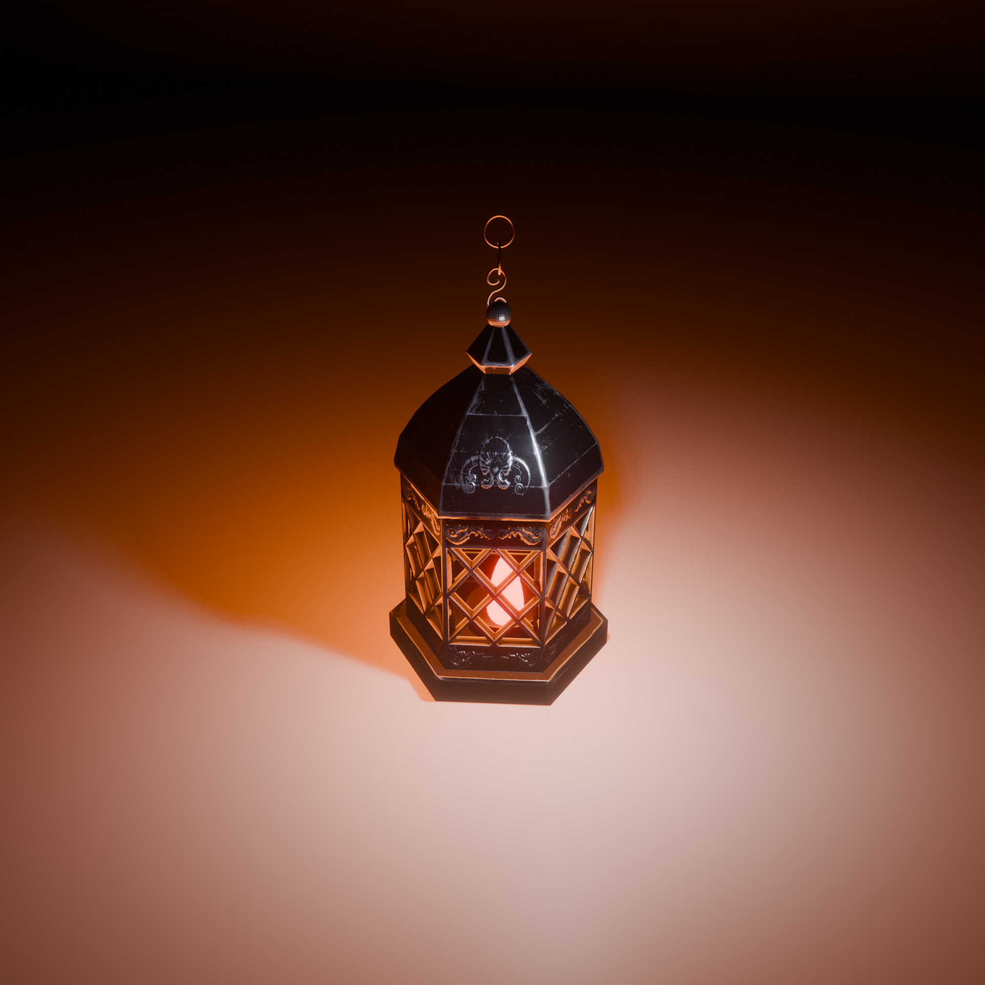 Low Poly Old Medieval Lantern Low-poly 3D model_4