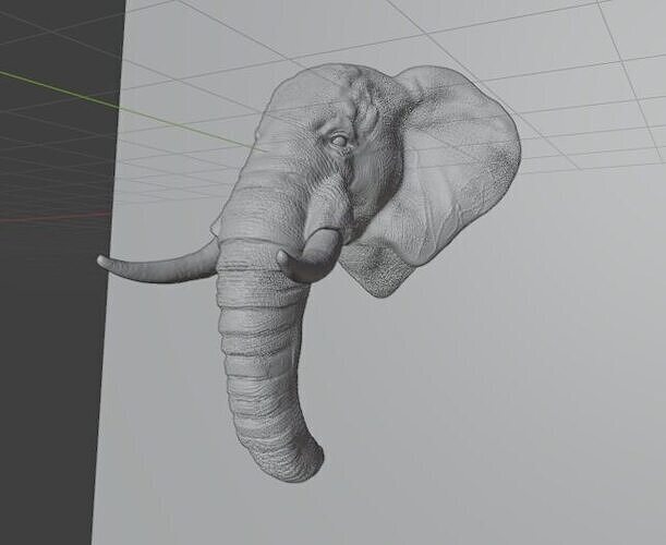 Elephant head wall mount STL 3D print model
