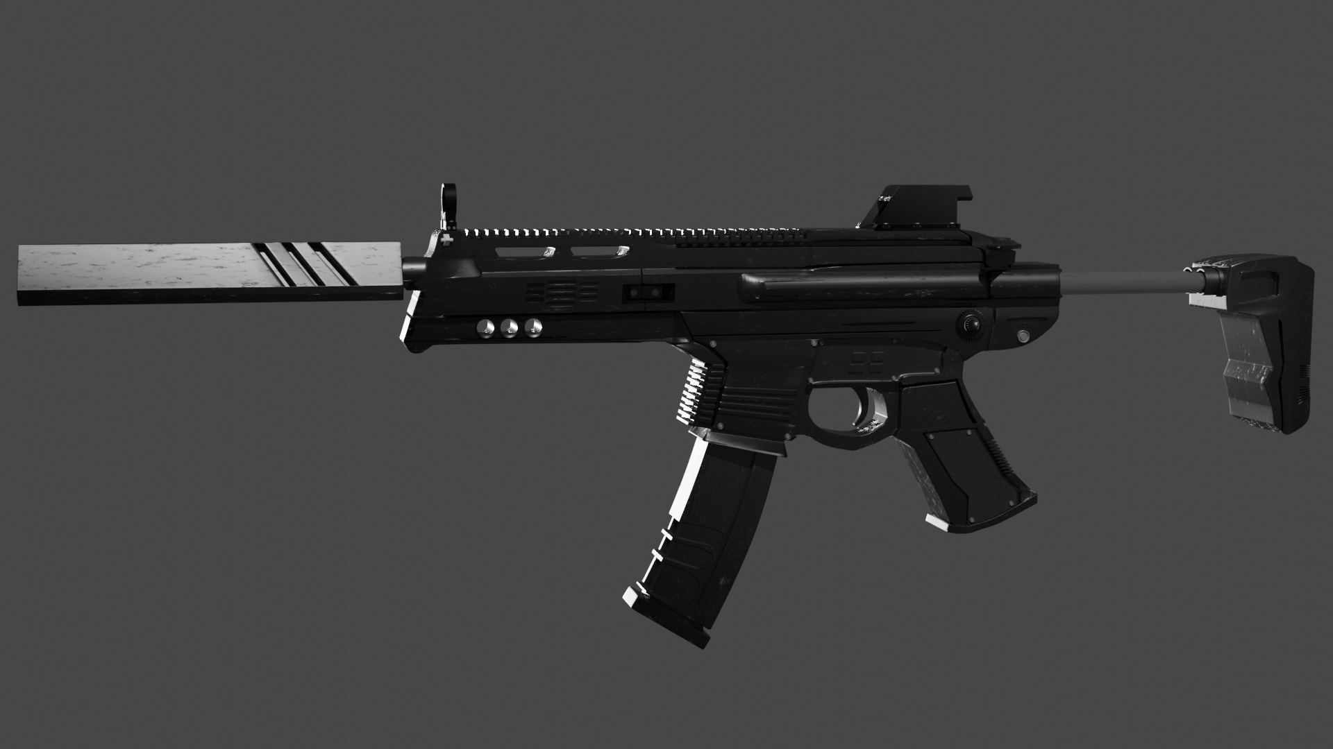 Spectre from valorant for game asset Low-poly 3D model_12