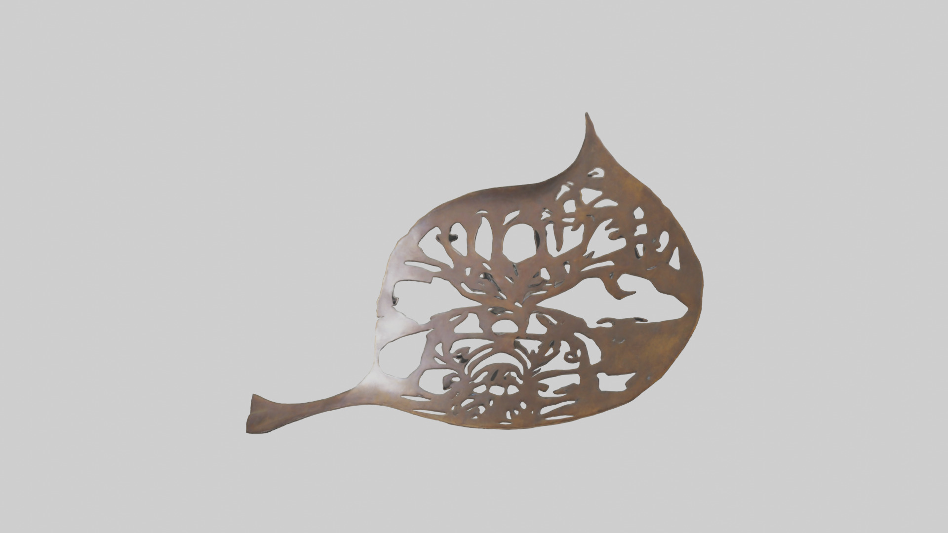 Leafshaped metal sculpture model Low-poly 3D model_9