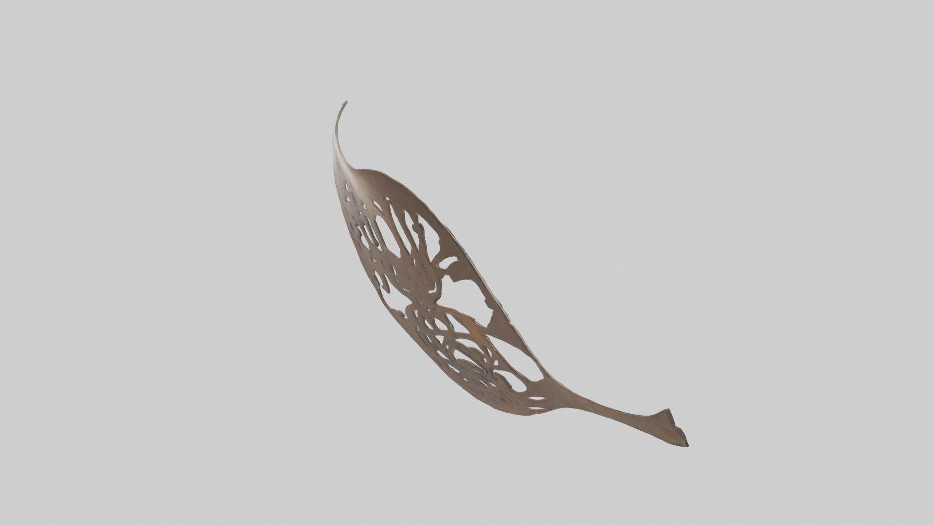 Leafshaped metal sculpture model Low-poly 3D model_2
