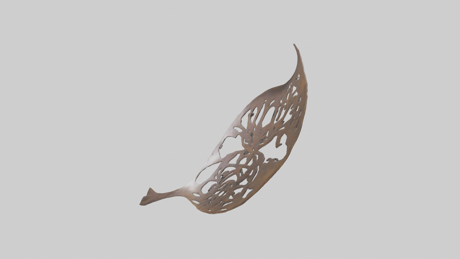 Leafshaped metal sculpture model Low-poly 3D model_8