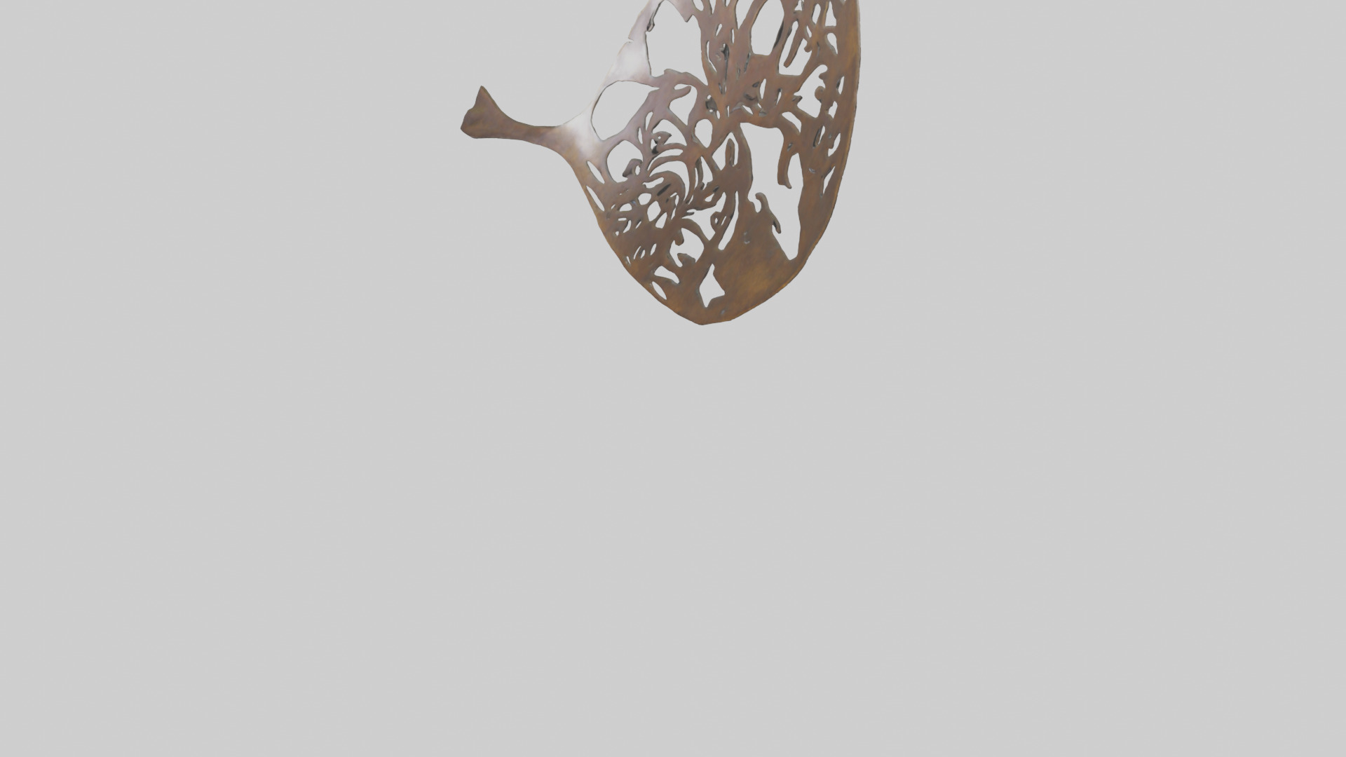 Leafshaped metal sculpture model Low-poly 3D model_5
