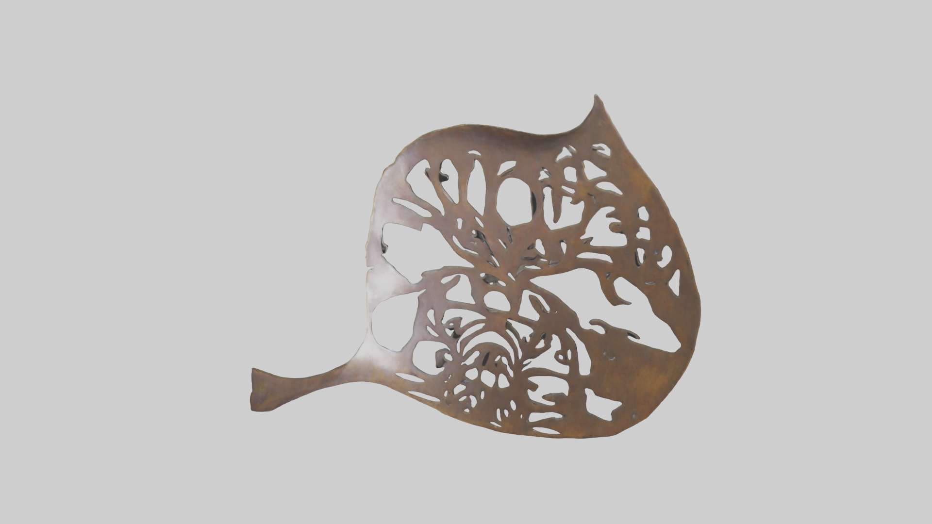 Leafshaped metal sculpture model Low-poly 3D model_16