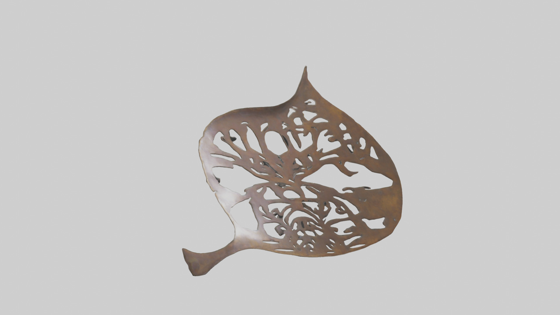 Leafshaped metal sculpture model Low-poly 3D model_7