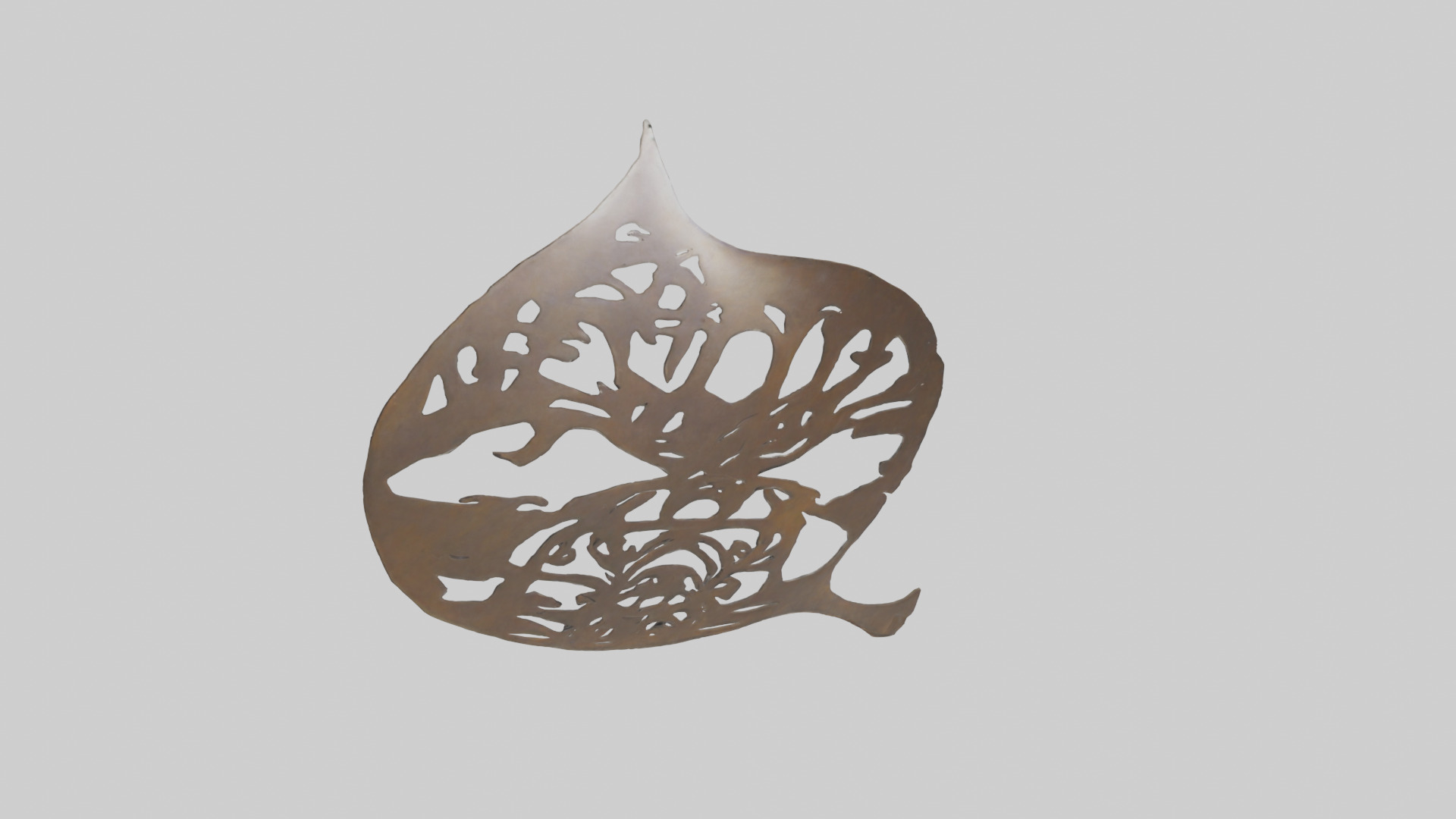 Leafshaped metal sculpture model Low-poly 3D model_1