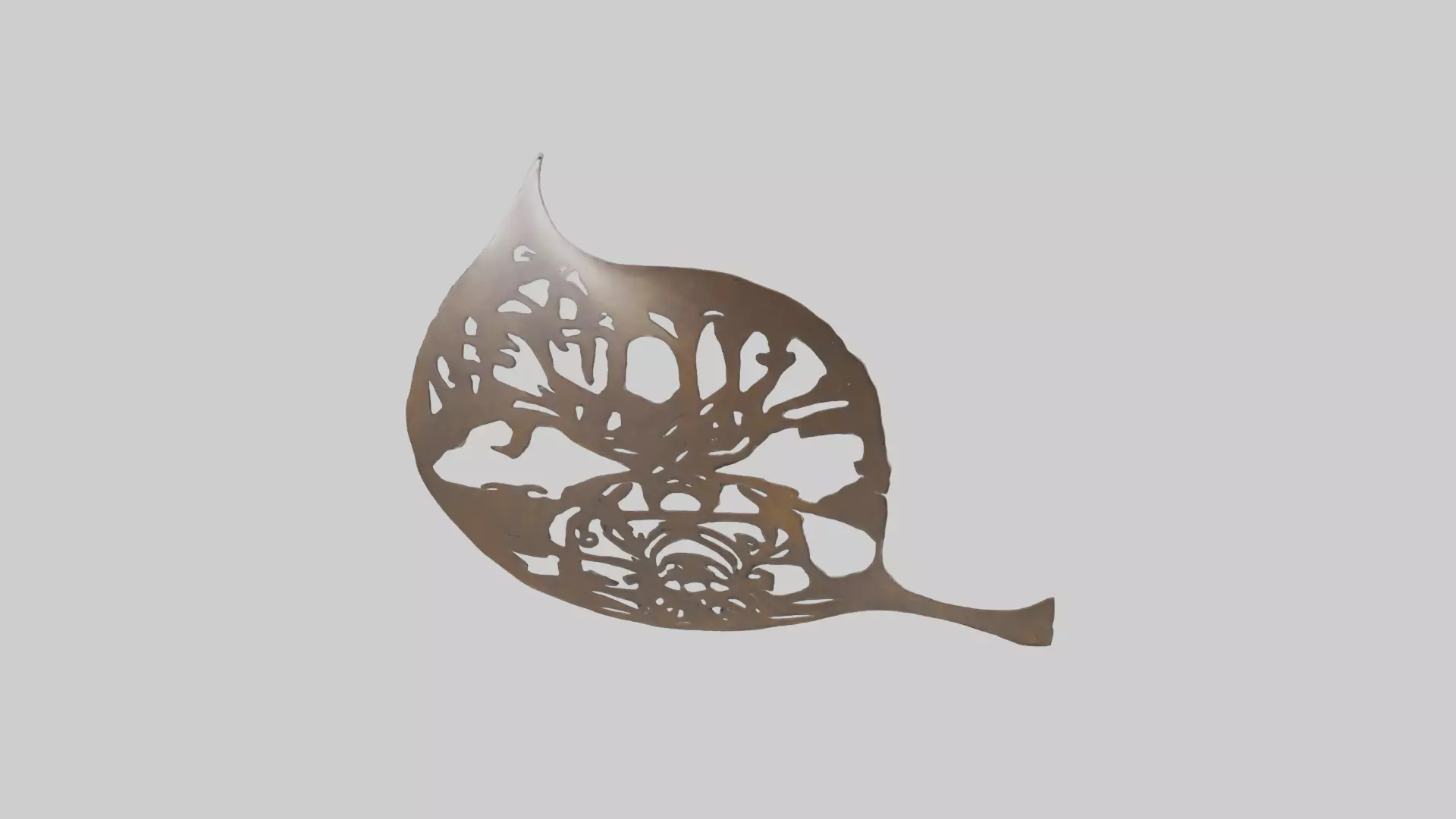 Leafshaped metal sculpture model Low-poly 3D model_0