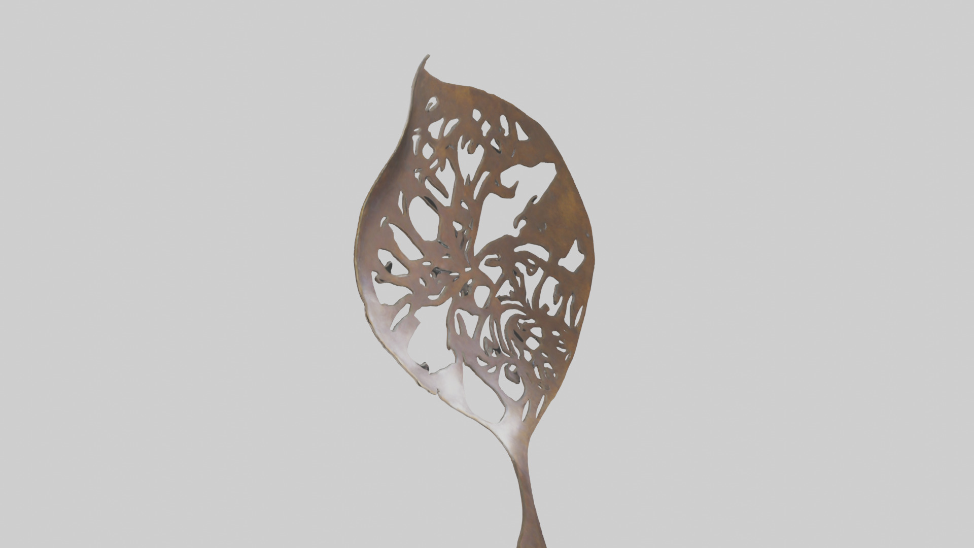 Leafshaped metal sculpture model Low-poly 3D model_18
