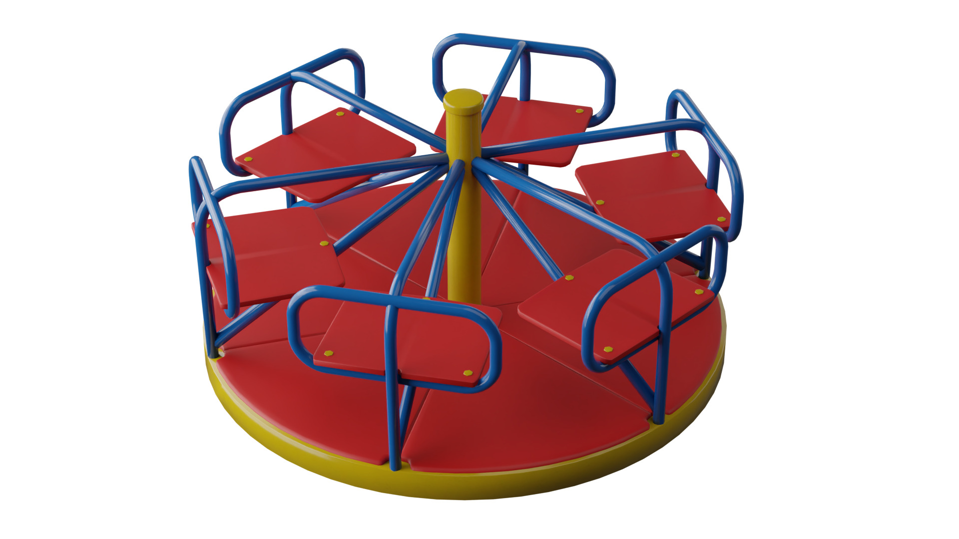 Carousel Swing Low-poly 3D model_10