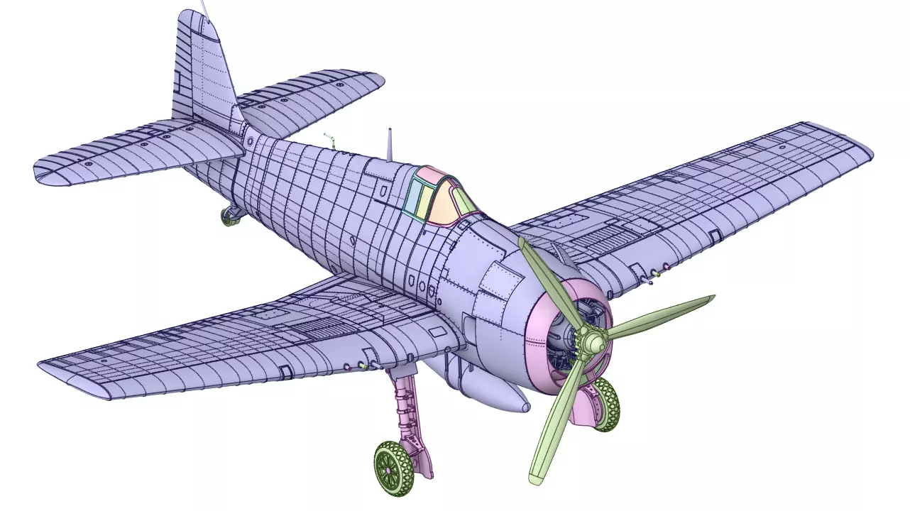 Grumman F6F-5 Hellcat  1 by 48 Scale 3D Printable Model 3D print model_0