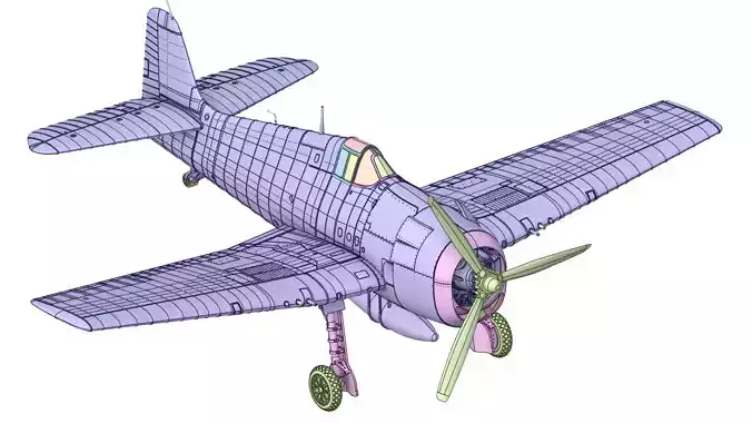 Grumman F6F-5 Hellcat  1 by 48 Scale 3D Printable Model 3D print model