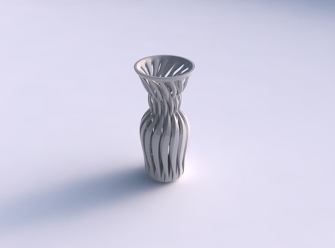 Vase curved twisted with sharp muscle structure and intertwin... 3D print model