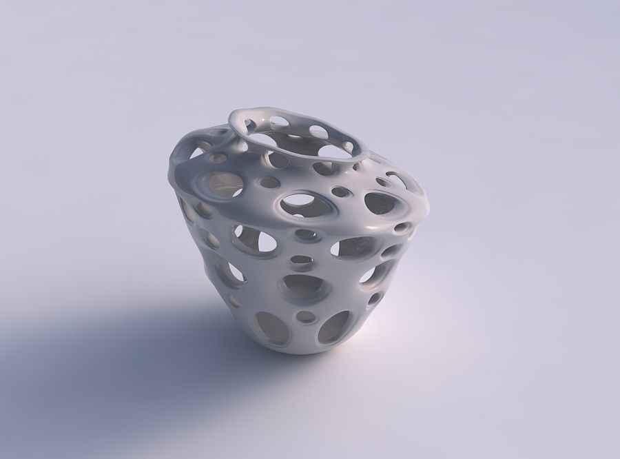 Vase curved with honeycomb smooth cuts squeezed with streched... 3D print model_0