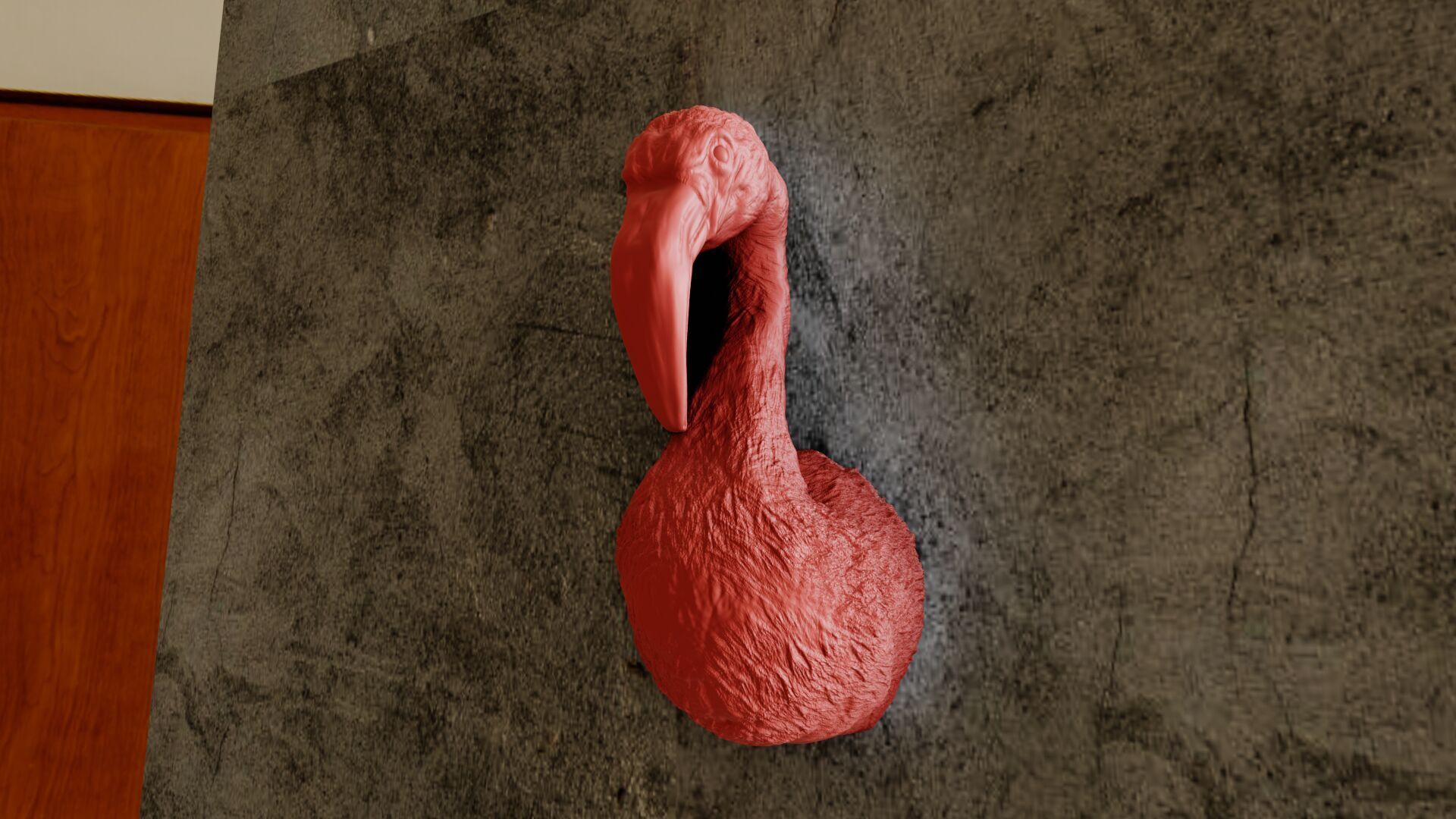 Flamingo bird head wall mount STL 3D print model_1