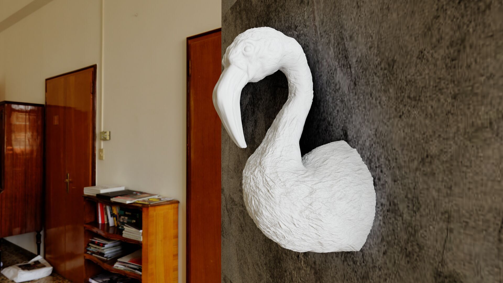 Flamingo bird head wall mount STL 3D print model_4