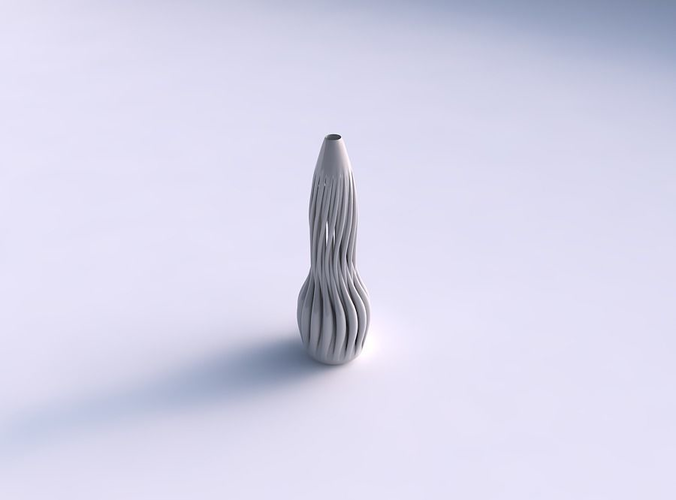 Vase curved wavy with thick muscle structure long neck