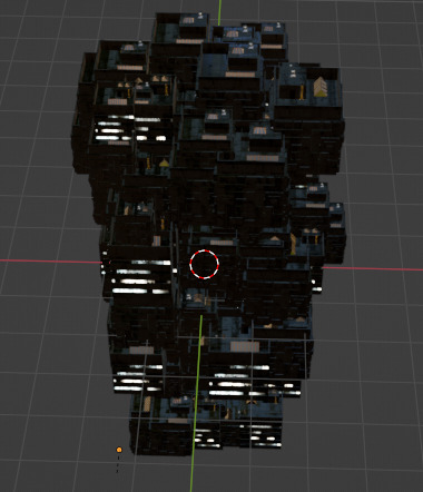 Sci fi night city building 4 Low-poly 3D model_3