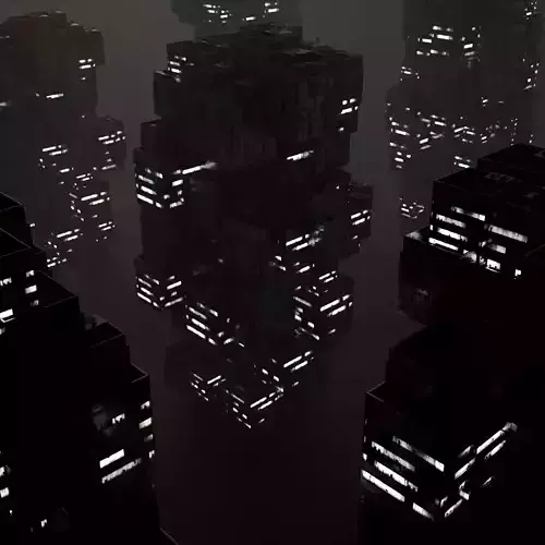 Sci fi night city building 4 Low-poly 3D model