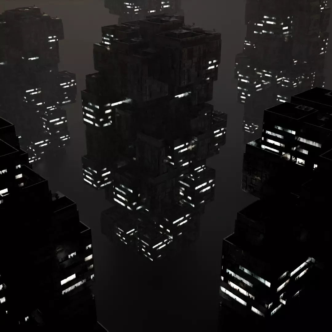 Sci fi night city building 4 Low-poly 3D model_0