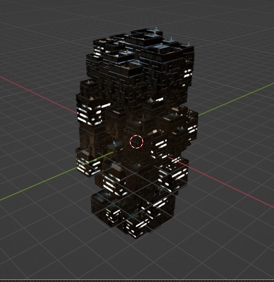 Sci fi night city building 4 Low-poly 3D model_2