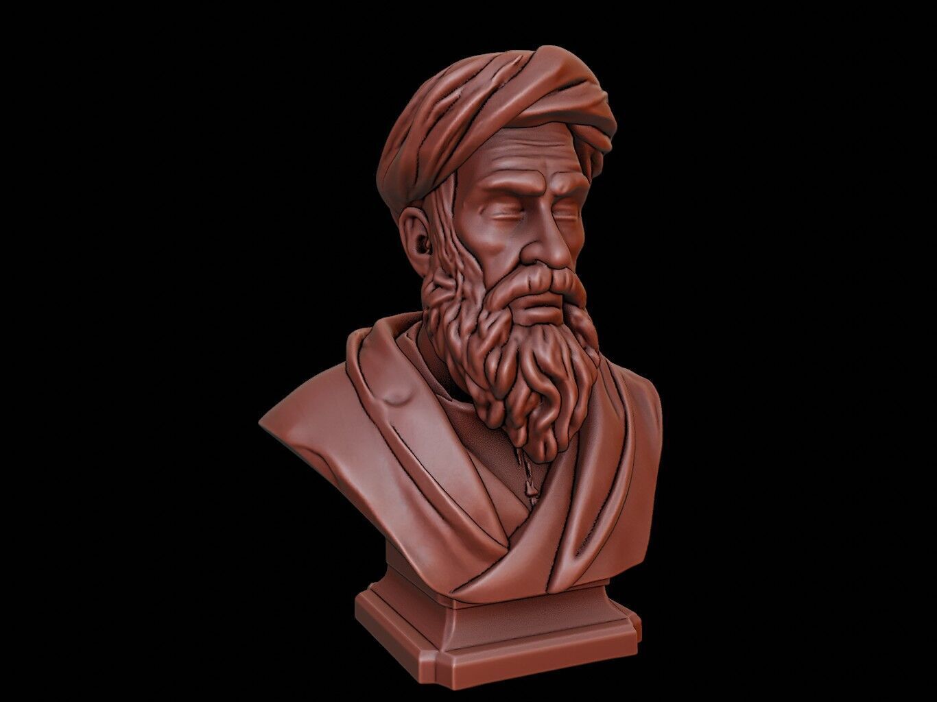 Ibn Khaldun Bust 3D print model_2