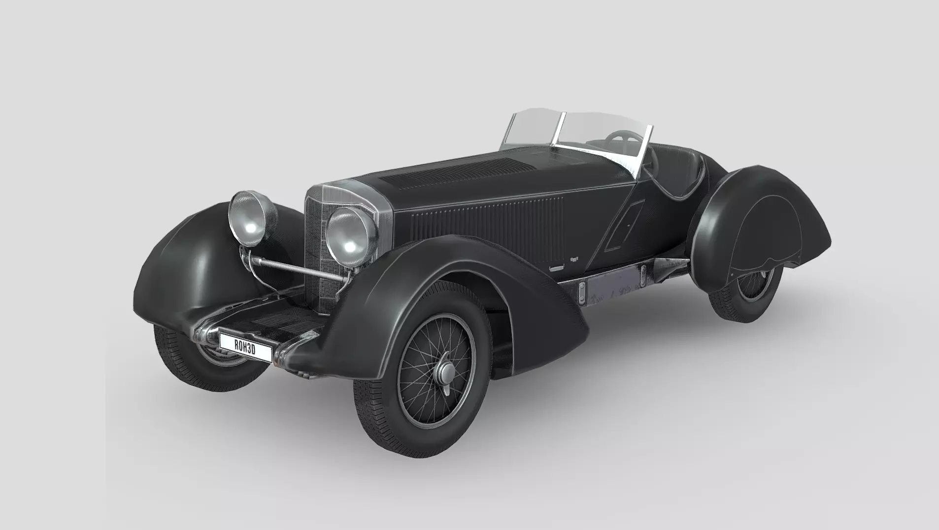 Mercedes Benz SSK Trossi Roadster 1930 Low-poly 3D model